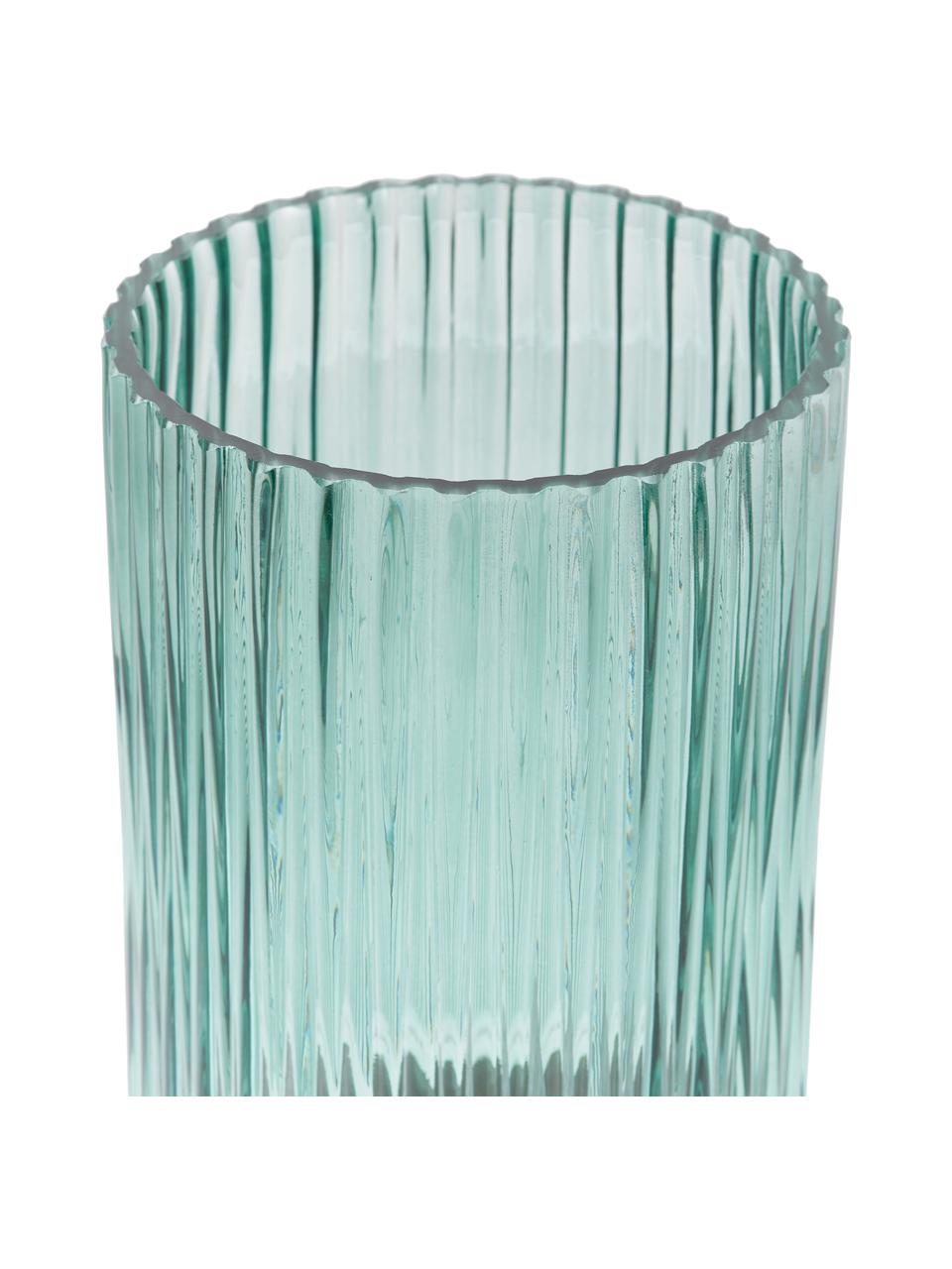 Vaso in vetro con base in metallo Lene, Vaso: vetro, Verde, dorato, Ø 12 x Alt. 20 cm