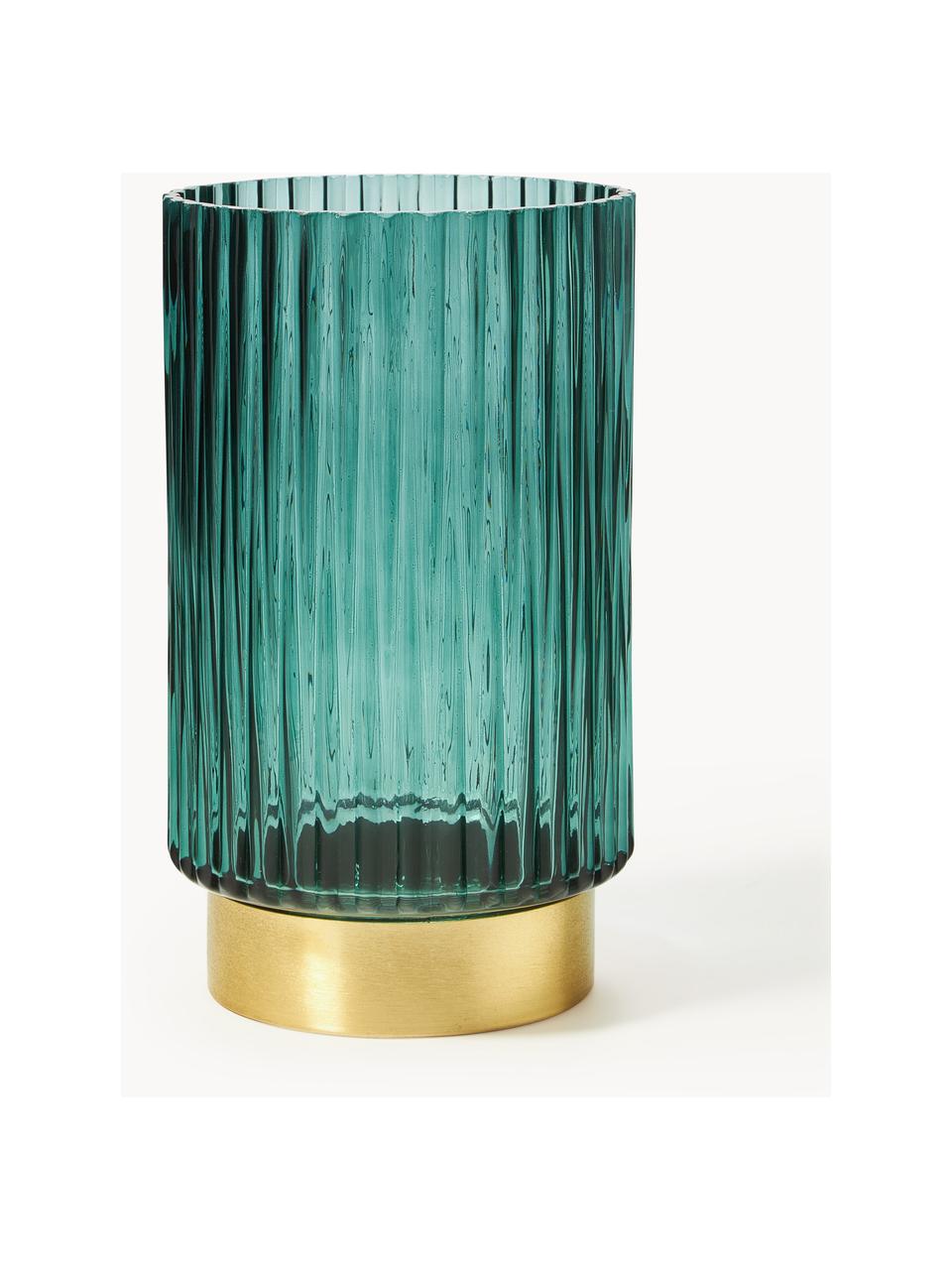 Vase en verre Lene, haut. 20 cm, Vert, doré, Ø 12 x haut. 20 cm