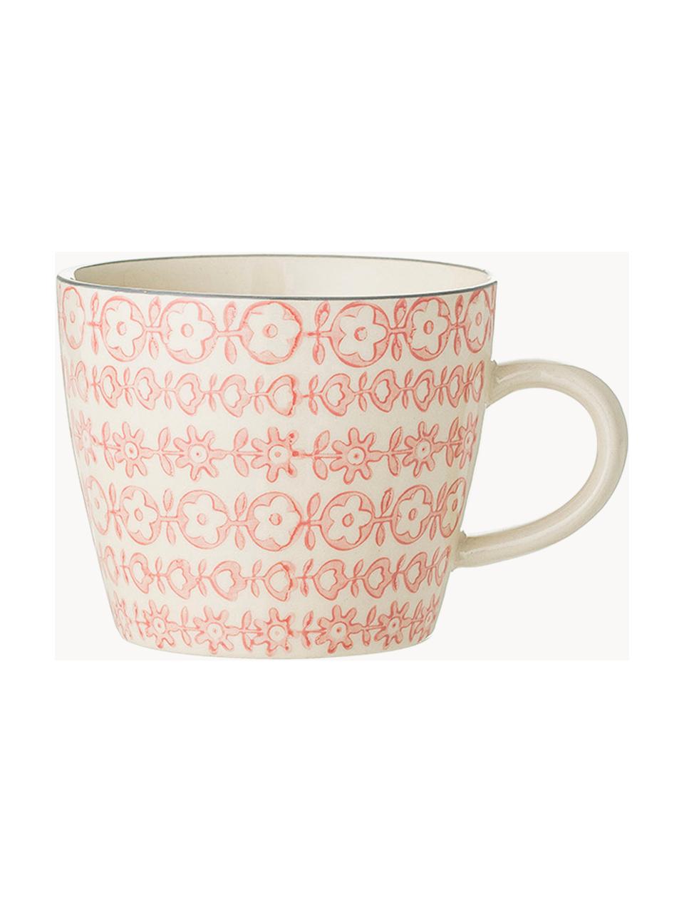 Tasses maison de campagne Cécile, 3 élém., Grès cérame, Beige, gris, rose, Ø 10 x haut. 8 cm, 300 ml