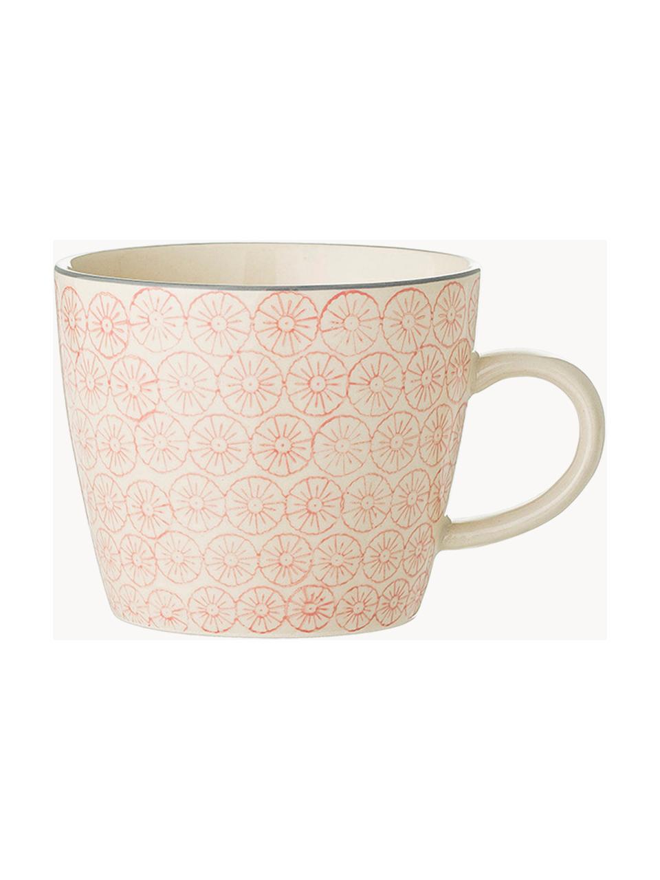 Tasses maison de campagne Cécile, 3 élém., Grès cérame, Beige, gris, rose, Ø 10 x haut. 8 cm, 300 ml