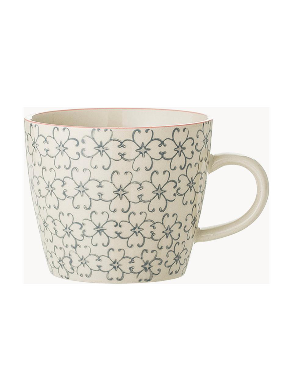 Tasses maison de campagne Cécile, 3 élém., Grès cérame, Beige, gris, rose, Ø 10 x haut. 8 cm, 300 ml