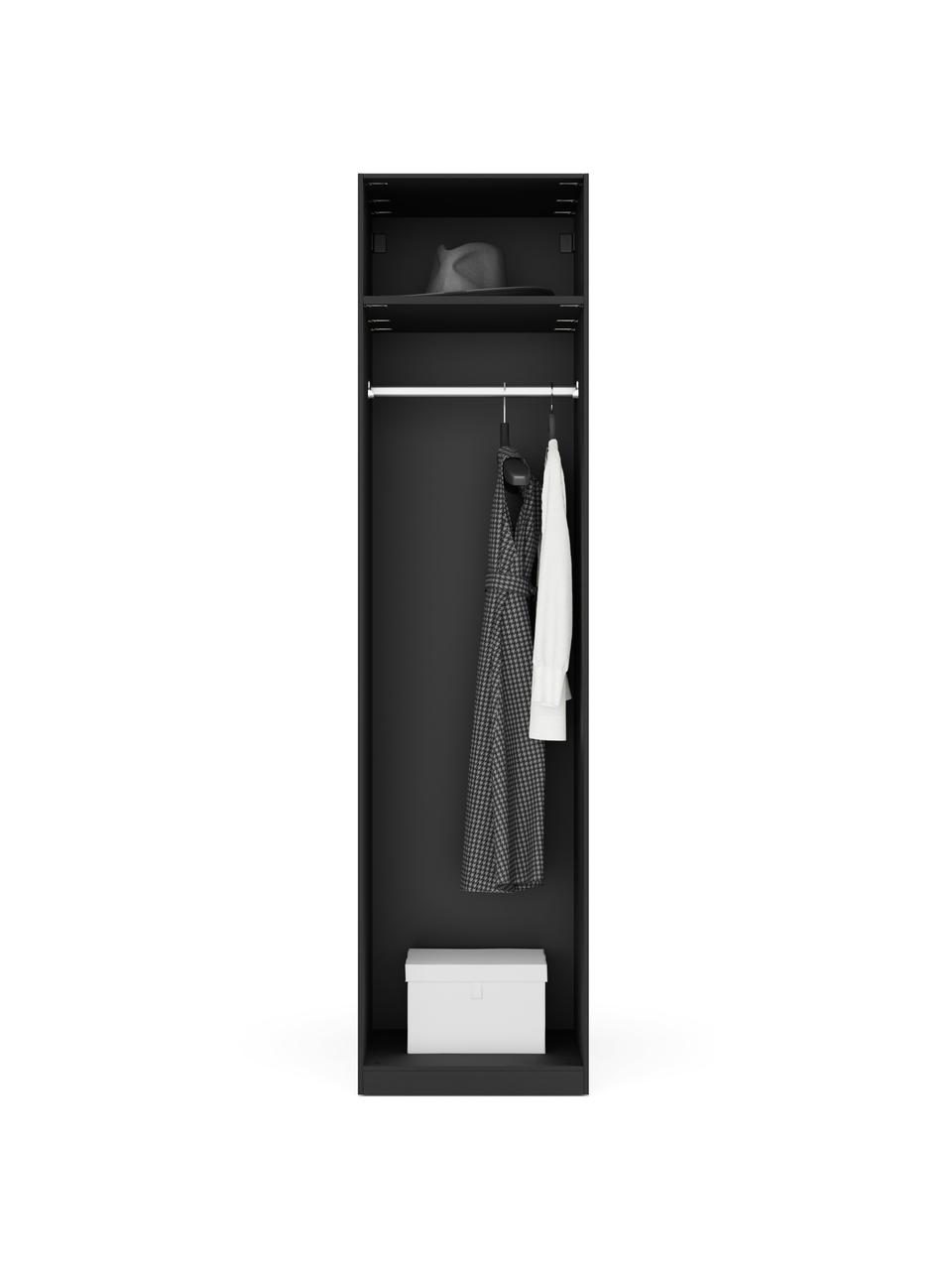 Modulaire draaideurkast Leon, 50 cm breed, diverse varianten, Zwart, Basis interieur, hoogte 200 cm