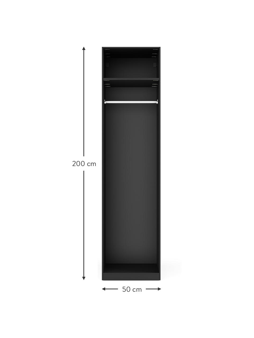 Modulaire draaideurkast Leon in zwart, 50 cm breed, verschillende varianten, Hout, zwart, Basis interieur, hoogte 200 cm