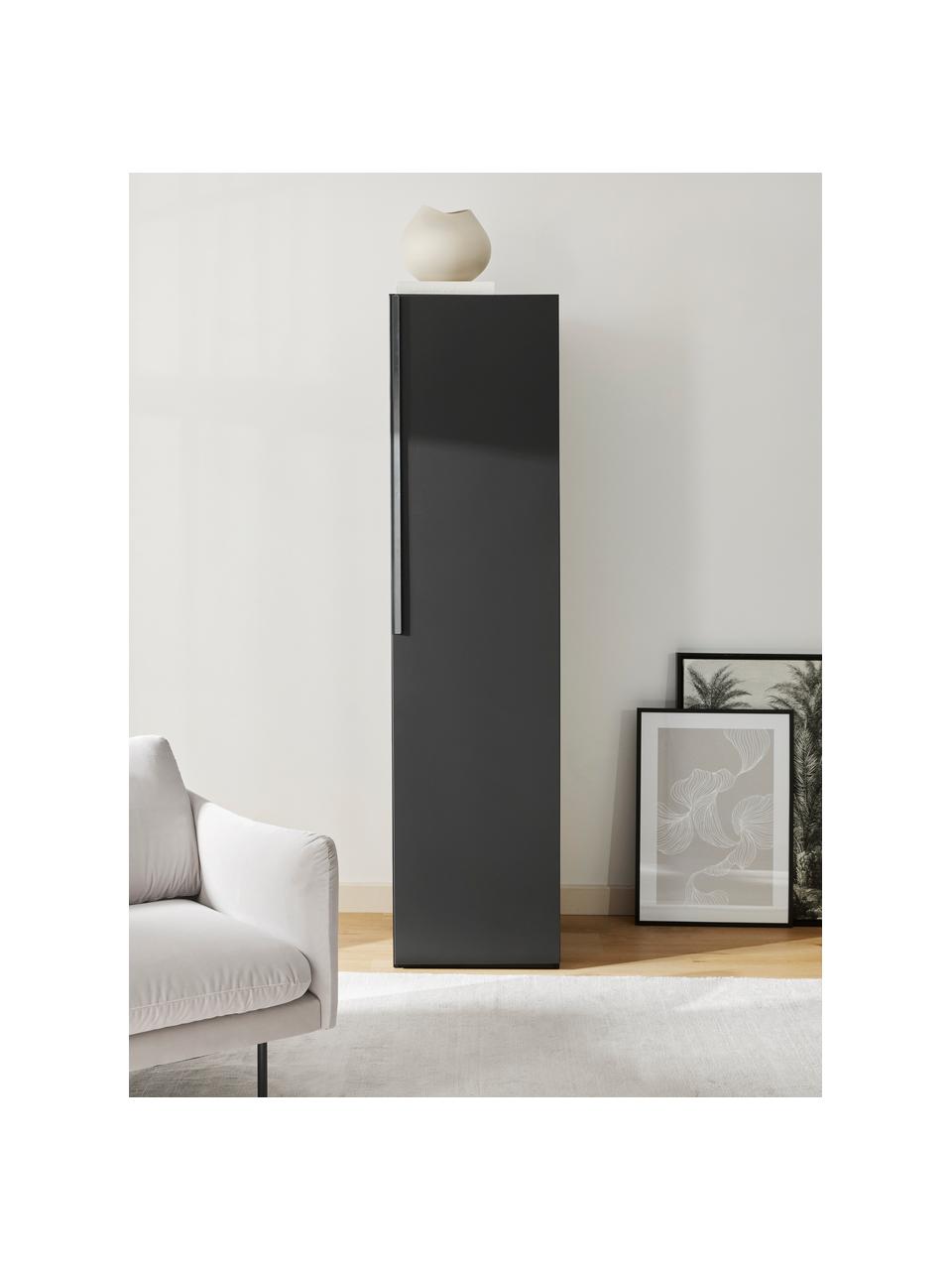 Armadio componibile ad ante battenti Leon, larg. 50 cm, in diverse varianti, Nero, Interno Basic, larg. 50 x alt. 200 cm