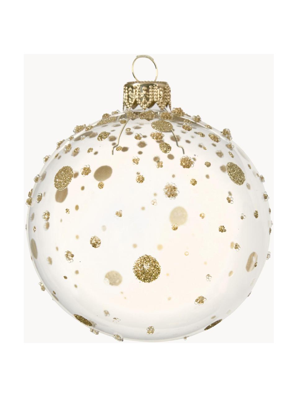 Boules de Noël Golden Spots, 6 pièces, Transparent, doré, Ø 8 cm