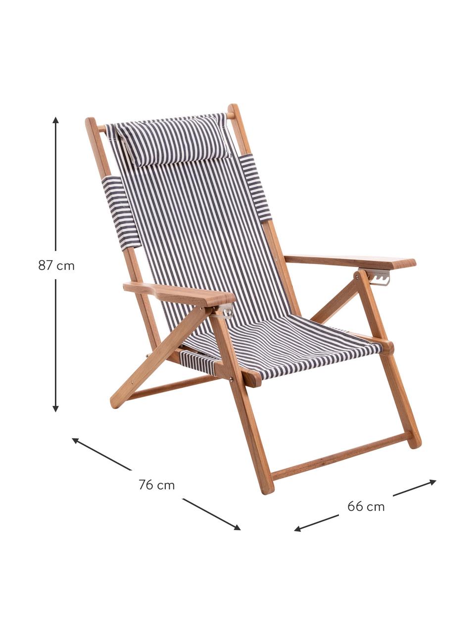 Skládací lehátko Tommy, Světlé dřevo, námořnická modř, bílá, Š 66 cm, V 87 cm
