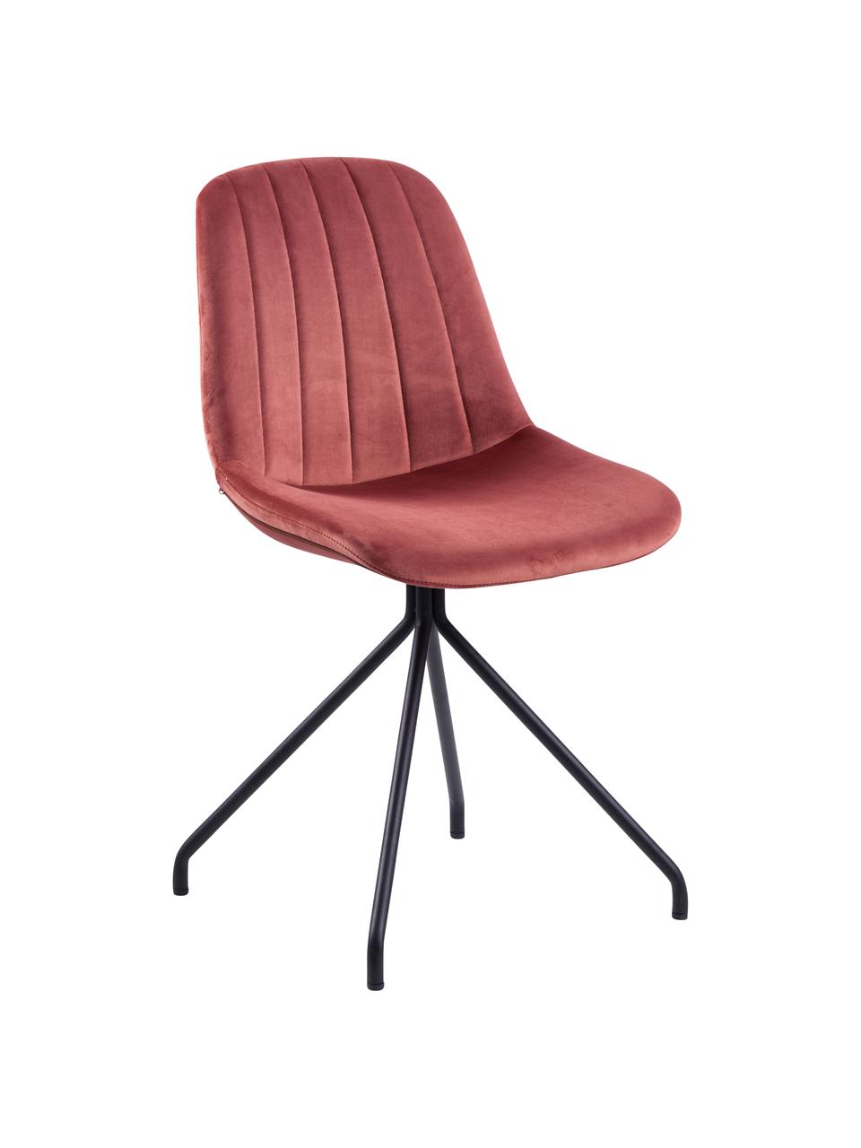 Chaise rembourrée velours Eva, Rouge corail