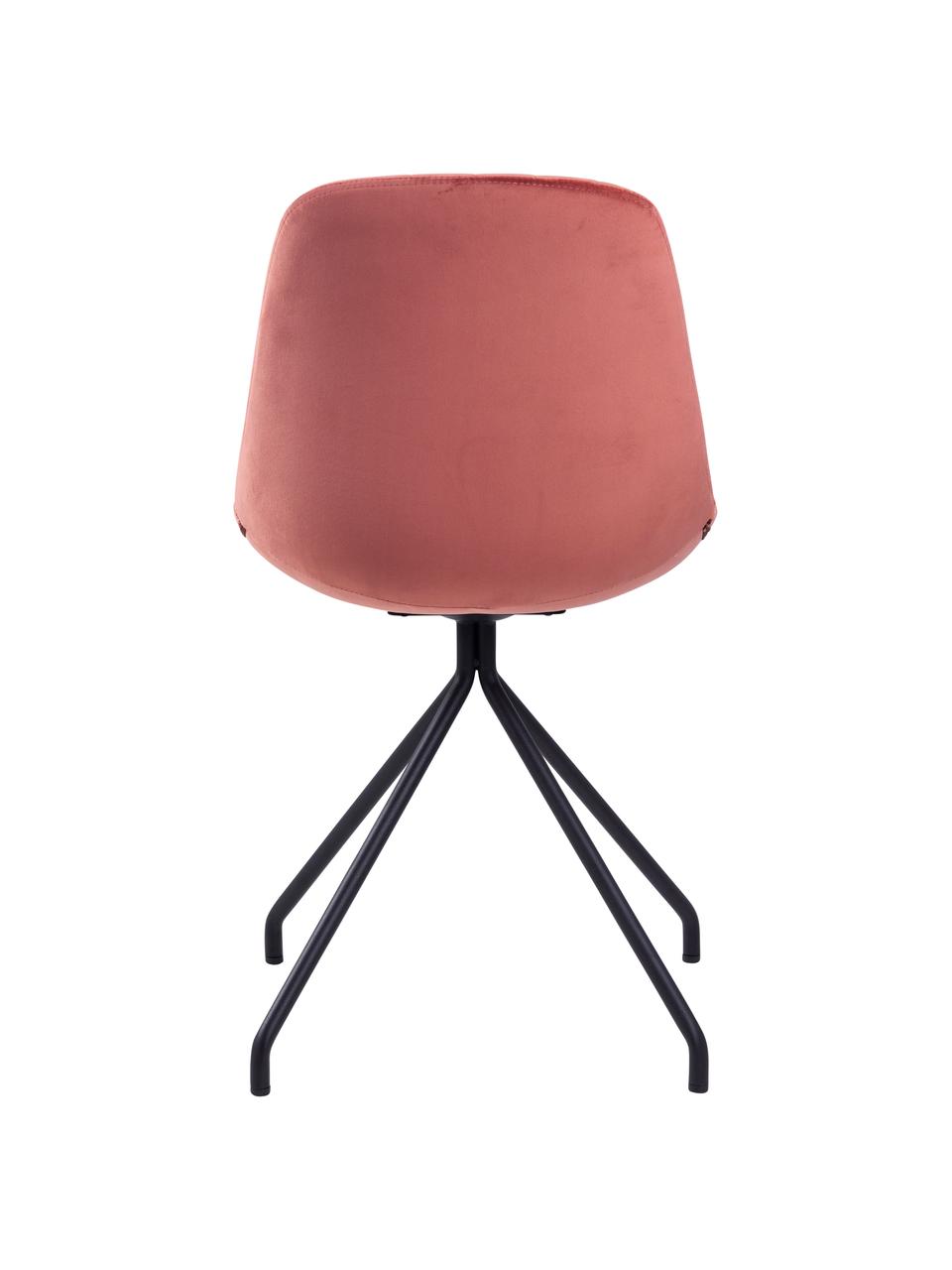 Krzesło tapicerowane z aksamitu Eva, Tapicerka: aksamit poliestrowy Dzięk, Nogi: metal lakierowany, Koralowy, S 54 x G 47 cm