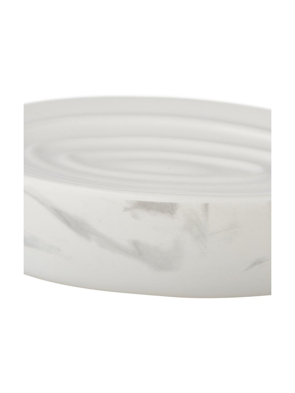 Portasapone Daro, Ceramica, Bianco marmorizzato, Larg. 13 x Alt. 3 cm