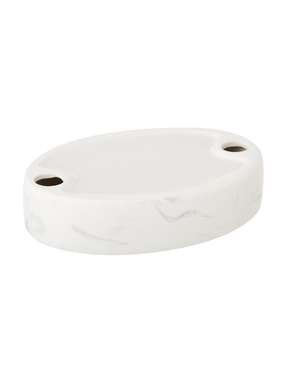 Mýdlenka z keramiky Daro, Keramika, Bílá, mramorovaná, Š 13 cm, V 3 cm