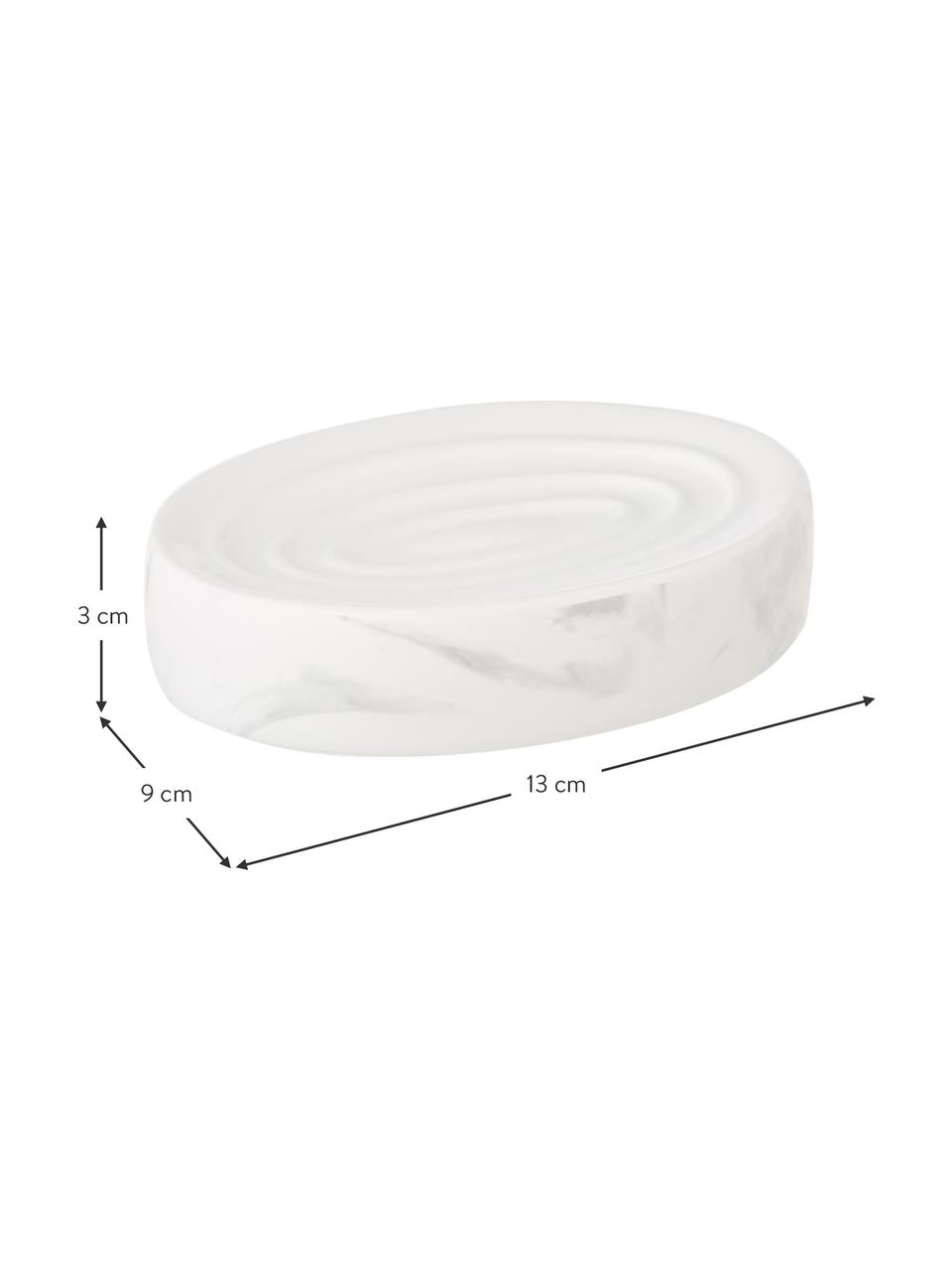 Portasapone Daro, Ceramica, Bianco marmorizzato, Larg. 13 x Alt. 3 cm