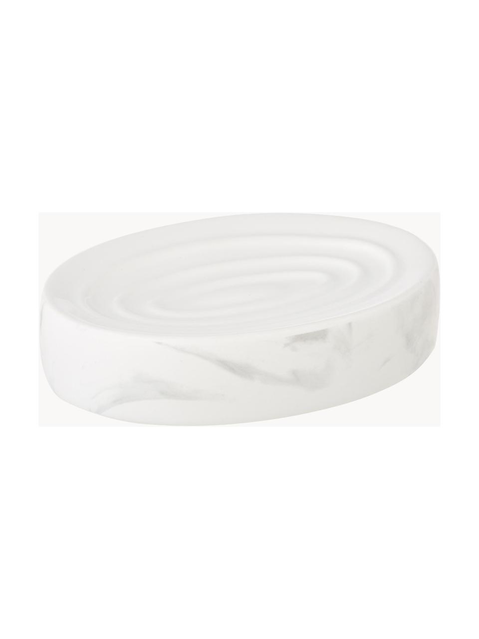 Porte-savon en céramique Daro, Céramique, Blanc, marbré, larg. 13 x haut. 3 cm