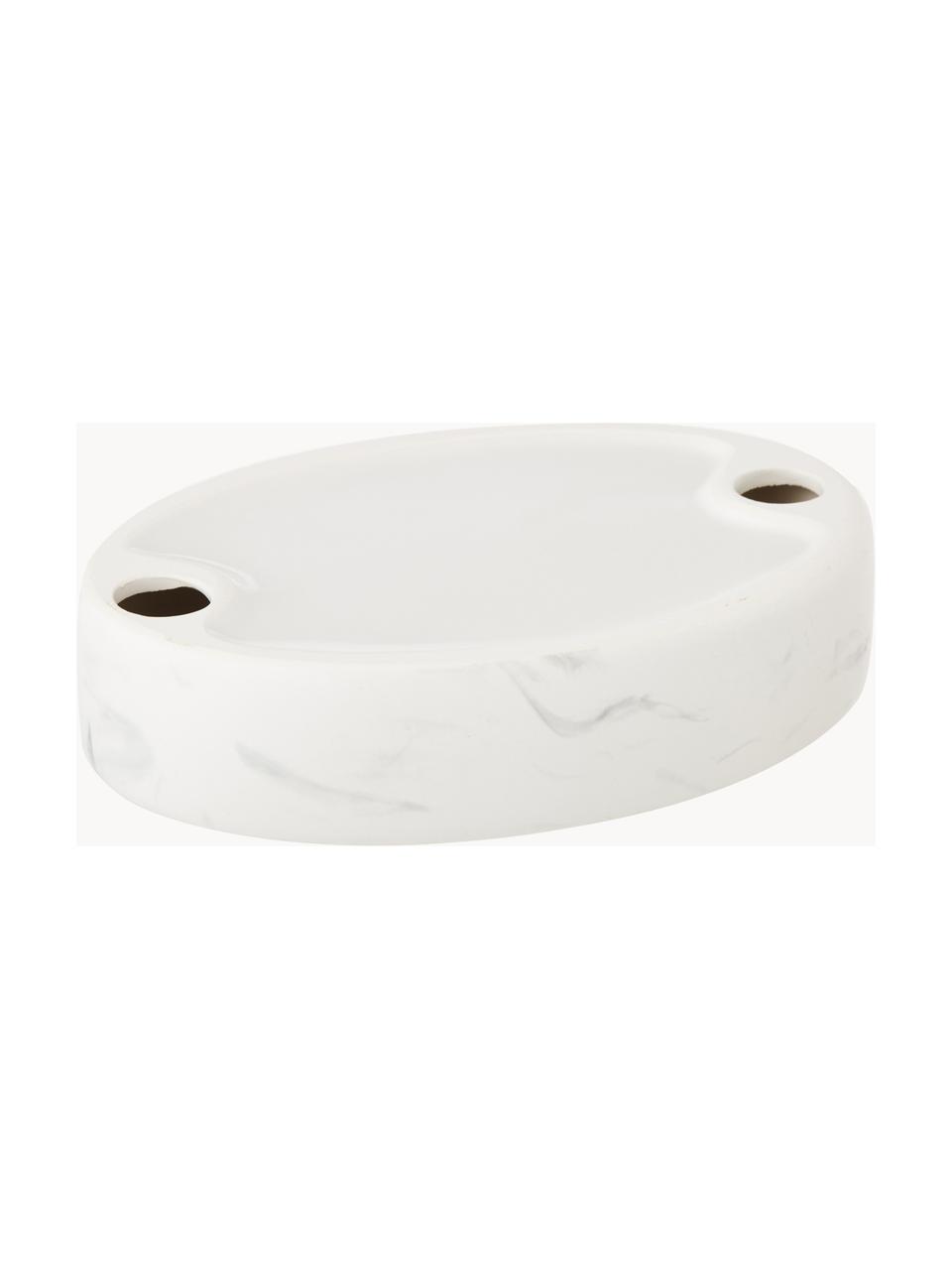 Porte-savon en céramique Daro, Céramique, Blanc, marbré, larg. 13 x haut. 3 cm