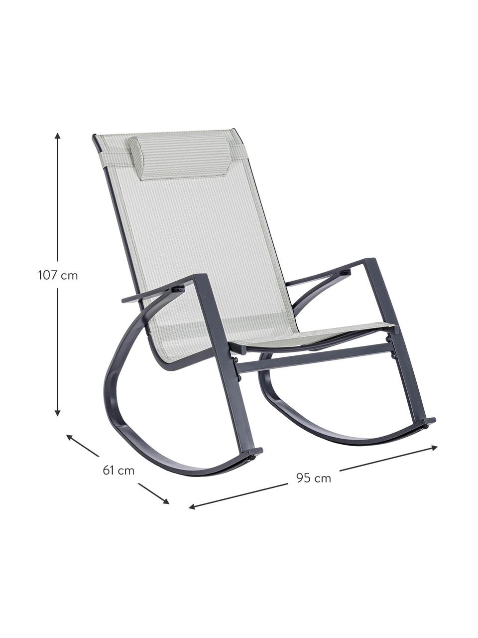 Schommelstoel Demid met verstelbare hoofdsteun, Frame: gefosfateerd en gepoederc, Bekleding: Textilene, Antraciet, B 95 x D 61 cm