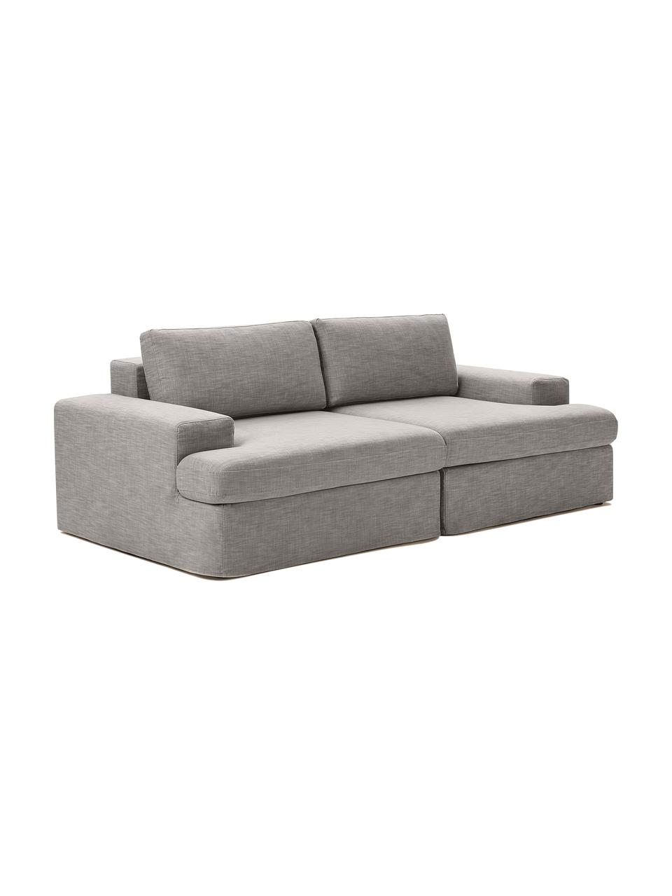 Modulaire bank Russell (3-zits) met afneembare hoezen, Bekleding: 100% katoen Met 50.000 sc, Frame: massief grenenhout FSC-ge, Poten: kunststof, Geweven stof grijs, B 206 x D 103 cm