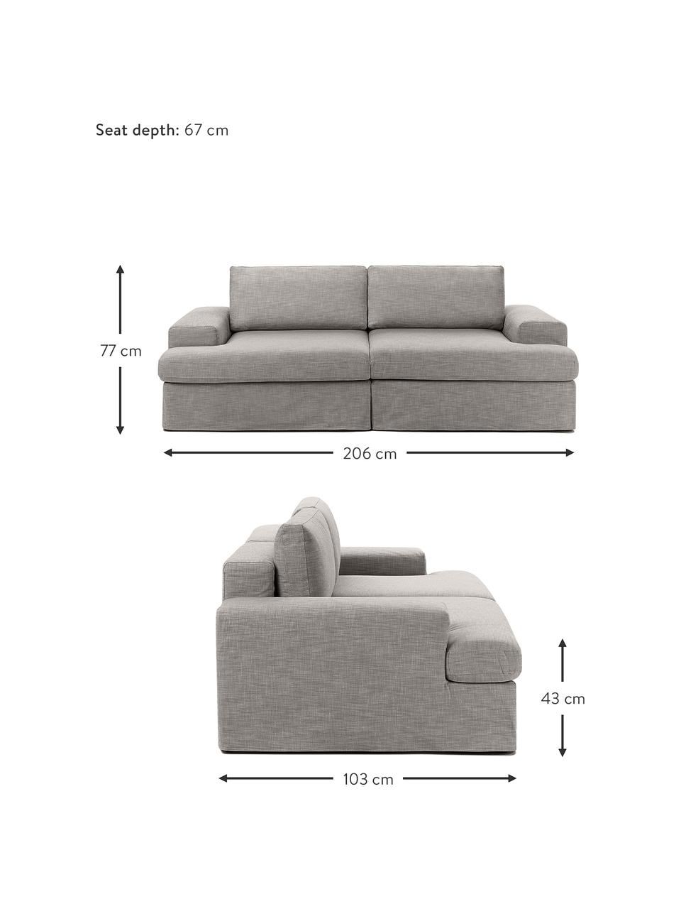 Modulárna pohovka s odnímateľnými poťahmi Russell (3-miestna), Sivá, Š 206 x H 103 cm
