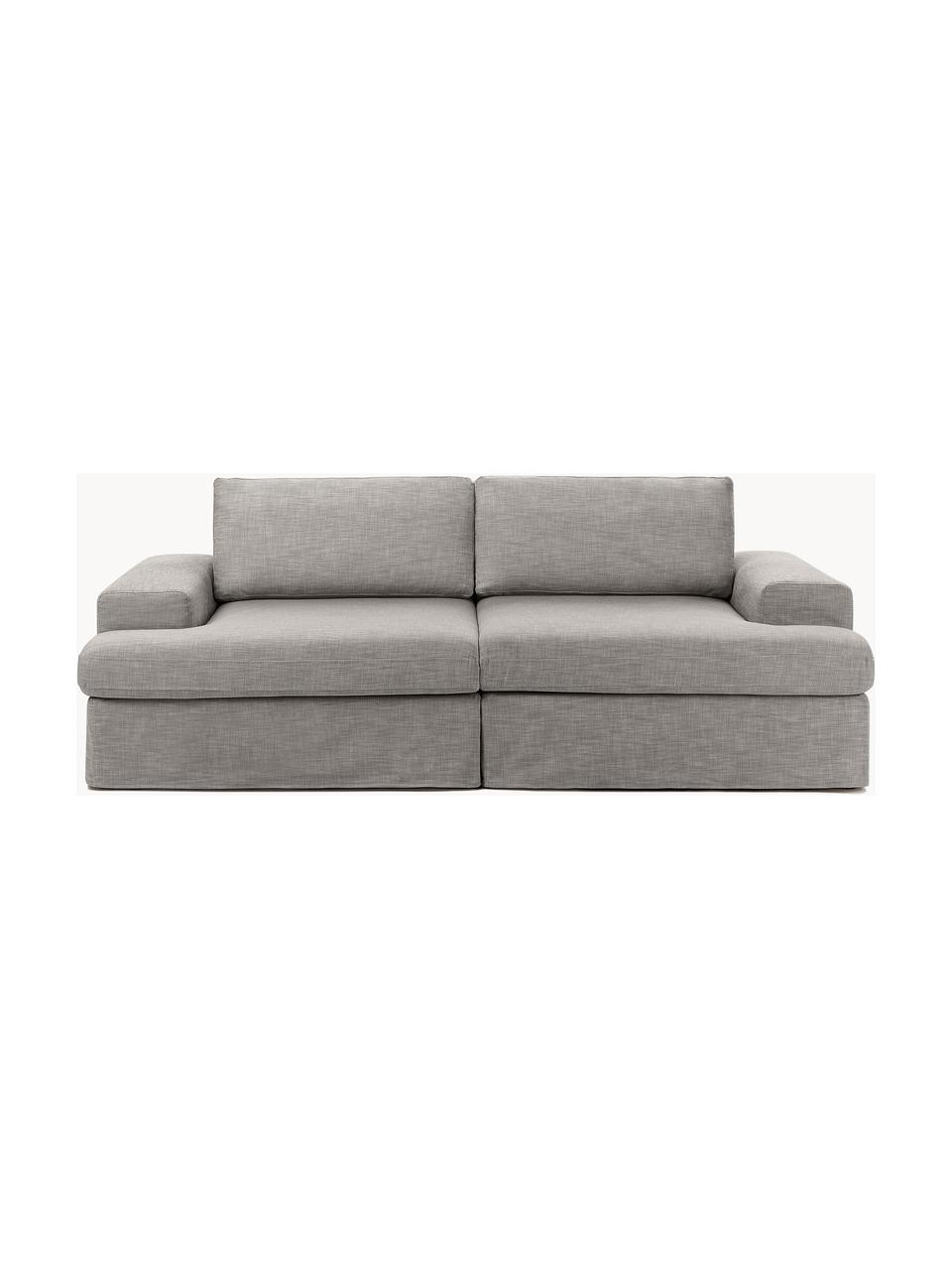 Sofa modułowa Russell (3-osobowa), Tapicerka: 100% bawełna Dzięki tkani, Stelaż: lite drewno sosnowe, skle, Nogi: tworzywo sztuczne Ten pro, Szara tkanina, S 206 x G 103 cm