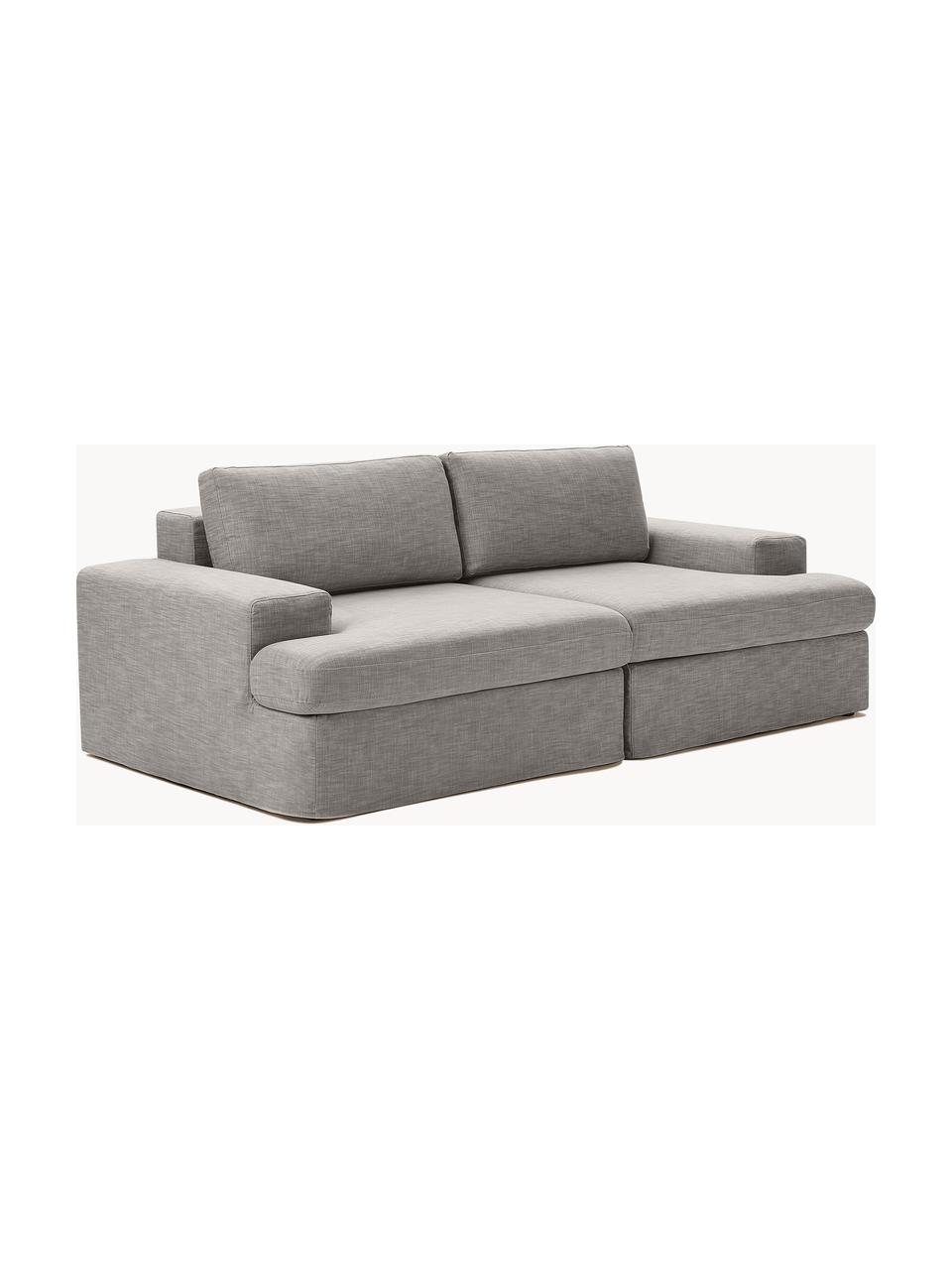 Modulares Sofa Russell (3-Sitzer) mit abnehmbaren Bezügen, Bezug: 100% Baumwolle Der strapa, Gestell: Massives Kiefernholz, Spe, Füße: Kunststoff Dieses Produkt, Webstoff Grau, B 206 x T 103 cm