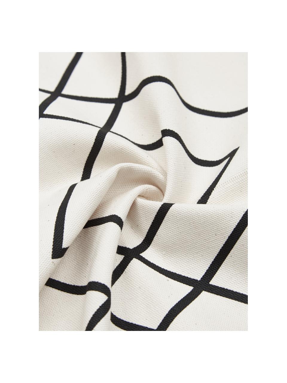 Housse de coussin rectangulaire bohème Ausel, 100 % coton, Blanc, noir, larg. 30 x long. 50 cm