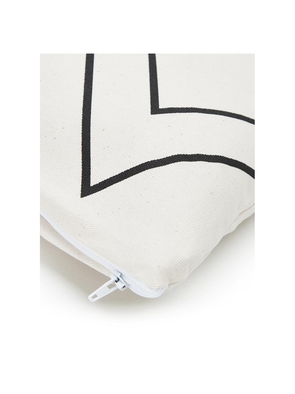 Housse de coussin rectangulaire bohème Ausel, 100 % coton, Blanc, noir, larg. 30 x long. 50 cm