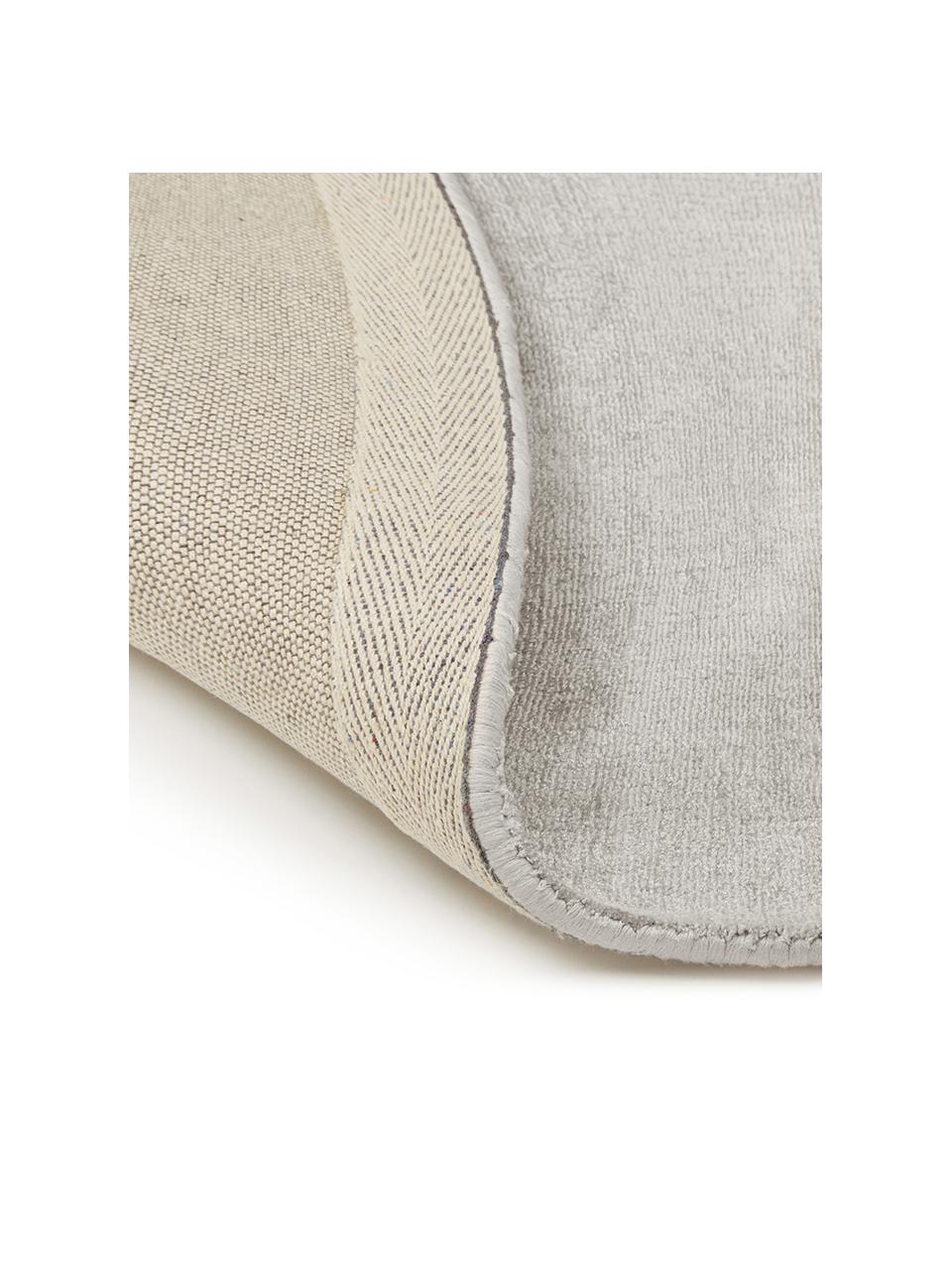 Rond viscose vloerkleed Jane, handgeweven, Bovenzijde: 100% viscose, Onderzijde: 100% katoen, Greige, Ø 300 cm (Maat XL)