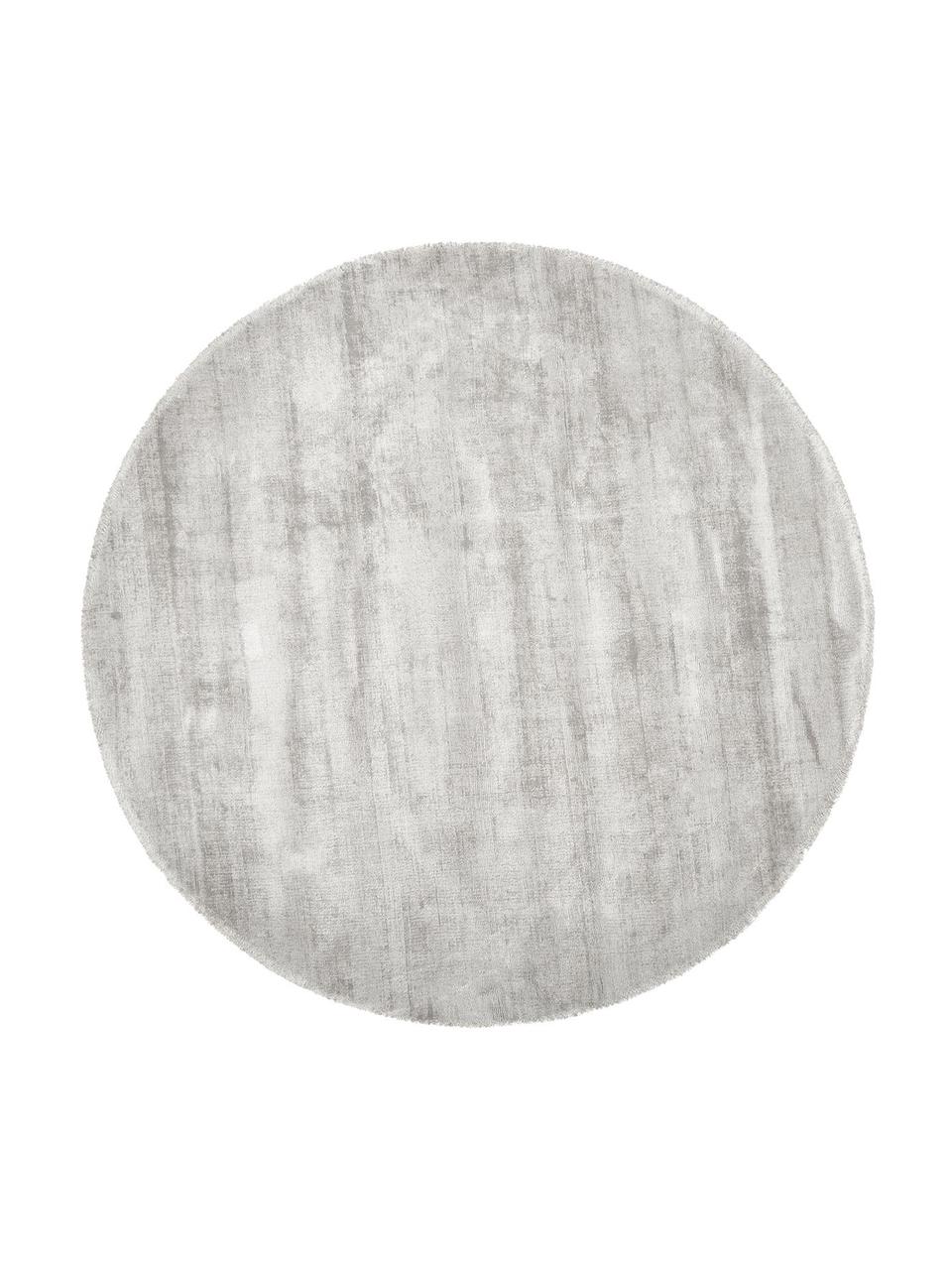 Rond viscose vloerkleed Jane, handgeweven, Bovenzijde: 100% viscose, Onderzijde: 100% katoen, Greige, Ø 300 cm (Maat XL)
