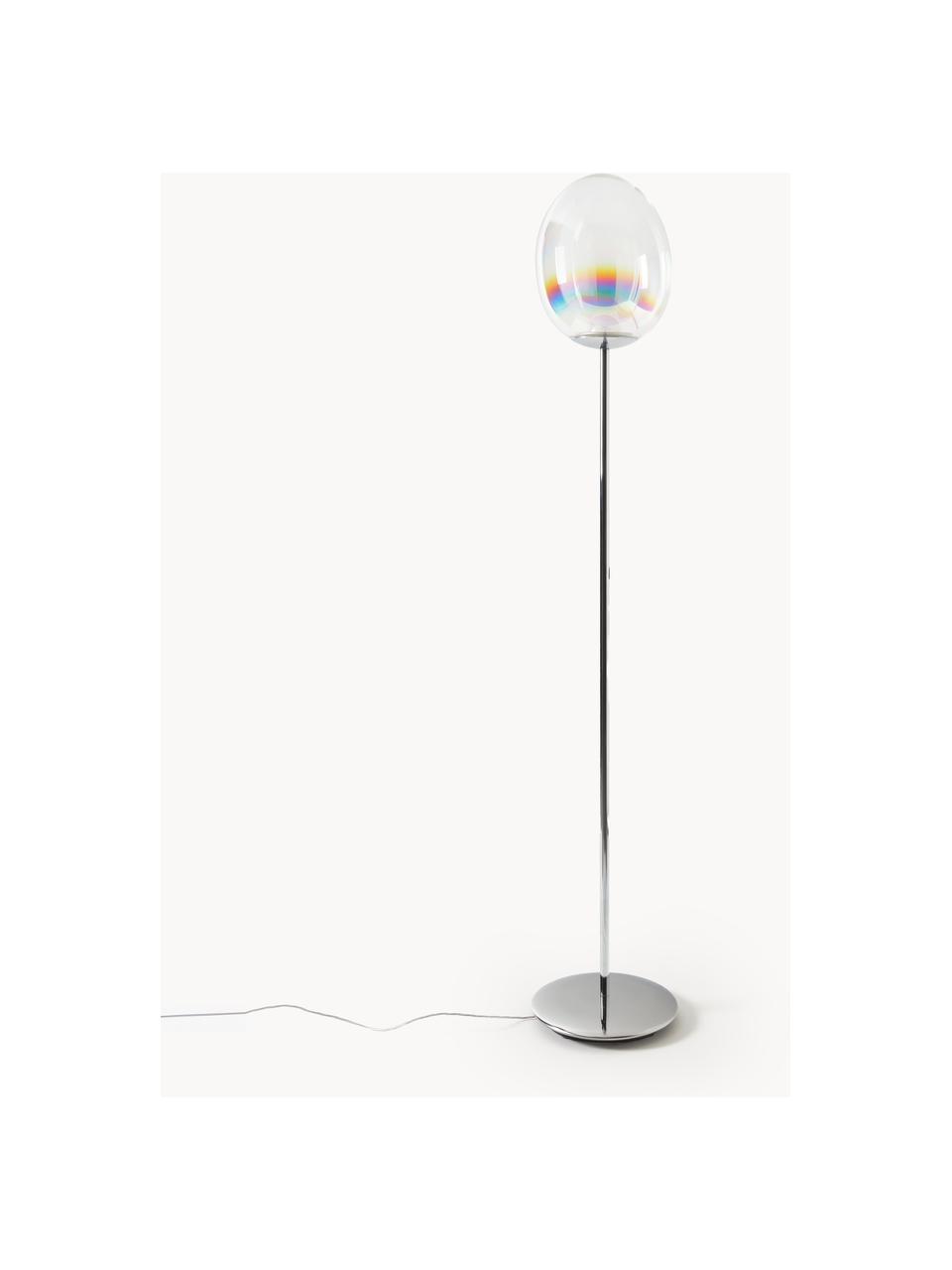 Grand lampadaire LED soufflé bouche Stellar Nebula, intensité lumineuse variable, Transparent irisé, argenté, haut. 190 cm