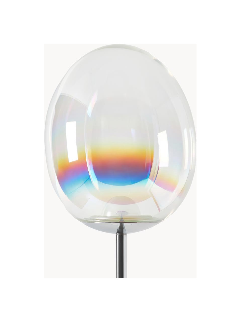 Grosse mundgeblasene LED-Stehlampe Stellar Nebula, dimmbar, Lampenschirm: Kristallglas, mundgeblase, Transparent irisierend, Silberfarben, H 190 cm