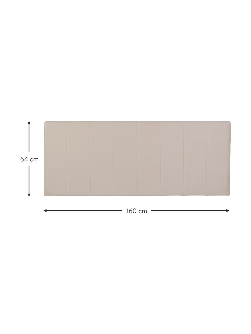 Gestoffeerd fluwelen hoofdeinde Adrio in beige, Bekleding: 100% polyester fluweel, Frame: hout, metaal, Fluweel beige, B 160 x H 64 cm