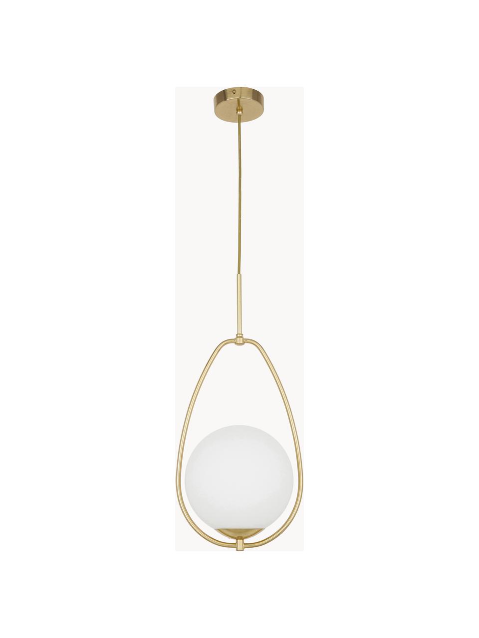 Suspension en verre opalescent Avalon, Blanc, doré, Ø 39 x haut. 52 cm