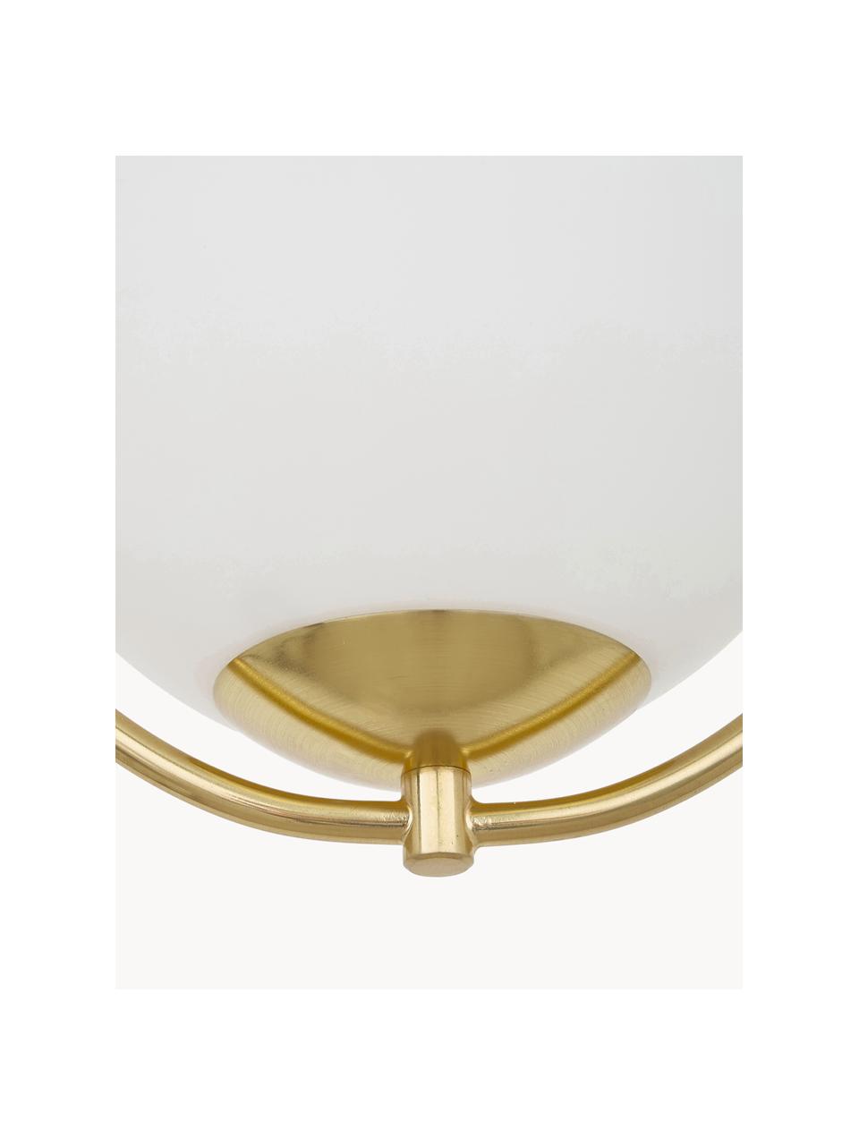 Kleine hanglamp Avalon van opaalglas, Lampenkap: glas, Wit, goudkleurig, Ø 39 x H 52 cm