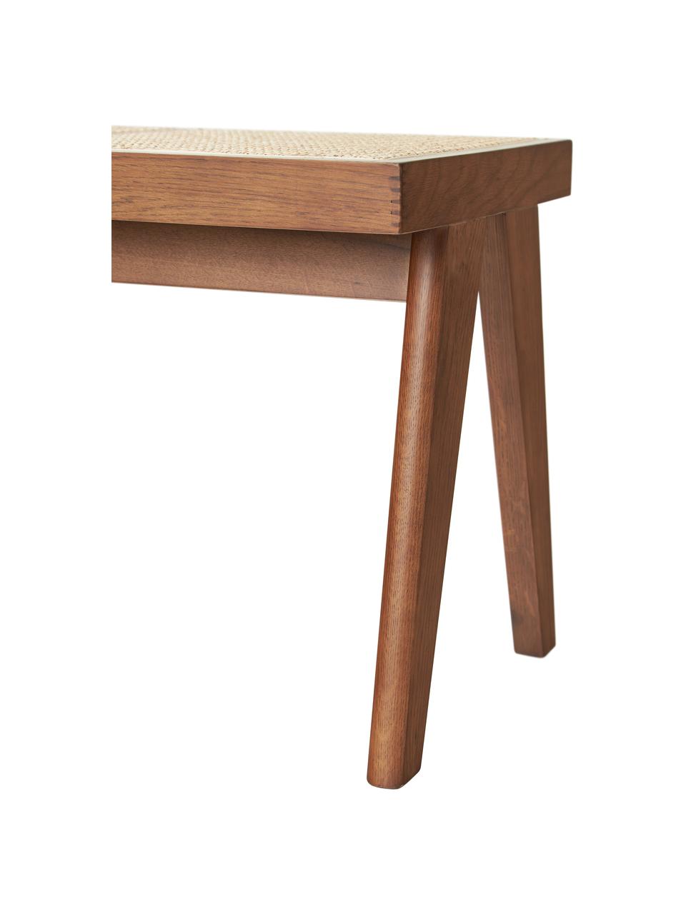 Sitzbank Sissi mit Wiener Geflecht, Gestell: Massives Eichenholz, Sitzfläche: Rattan, Dunkles Holz, B 110 x H 48 cm