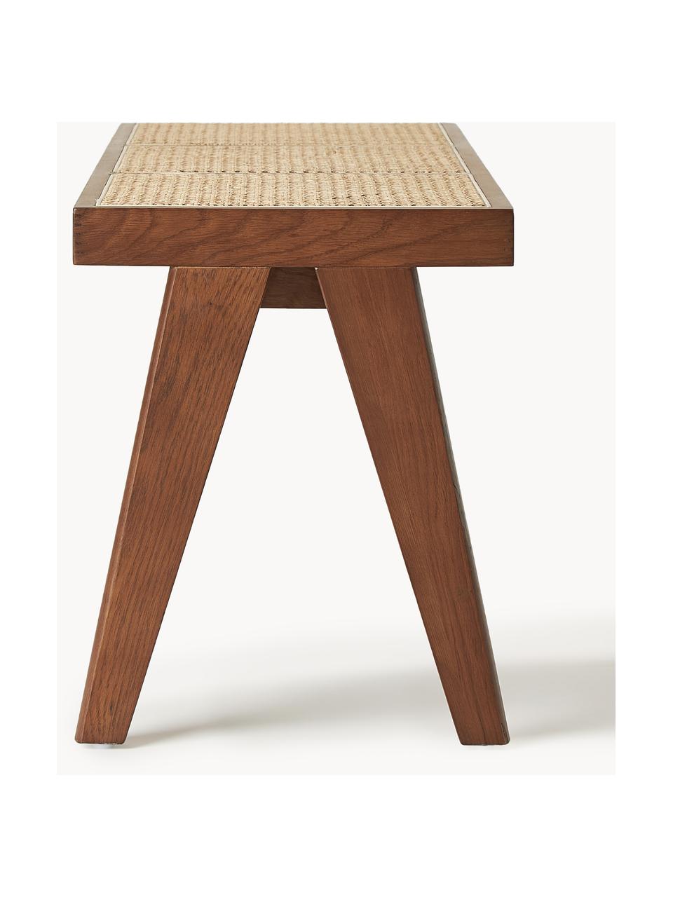 Banco con tejido vienés Sissi, Estructura: madera de roble maciza, Asiento: ratán, Ratán, madera de roble oscura, An 110 x Al 48 cm