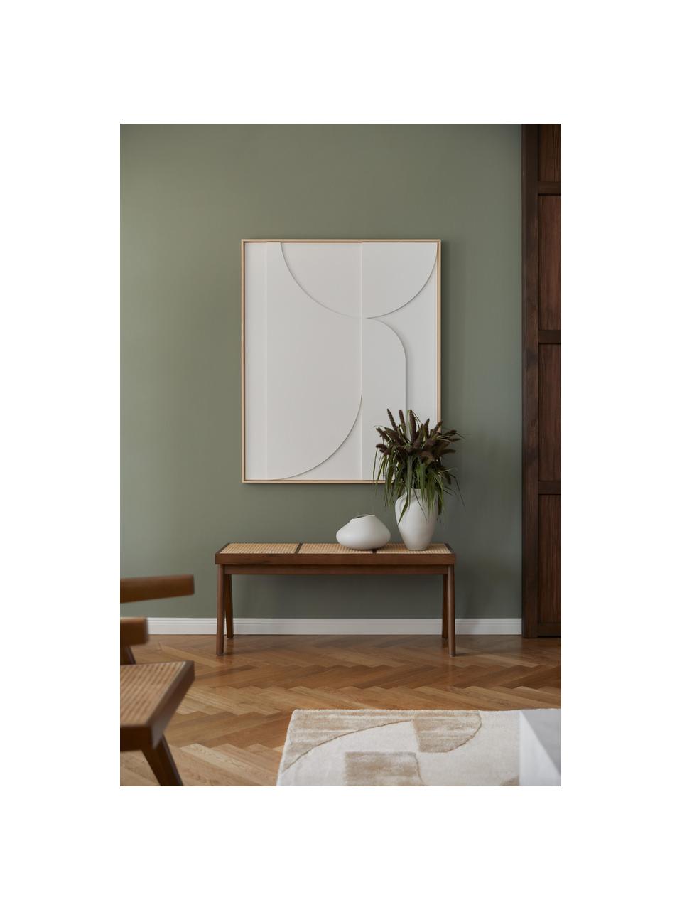 Banc en cannage Sissi, Bois de chêne foncé, cannage beige clair, larg. 110 x haut. 48 cm