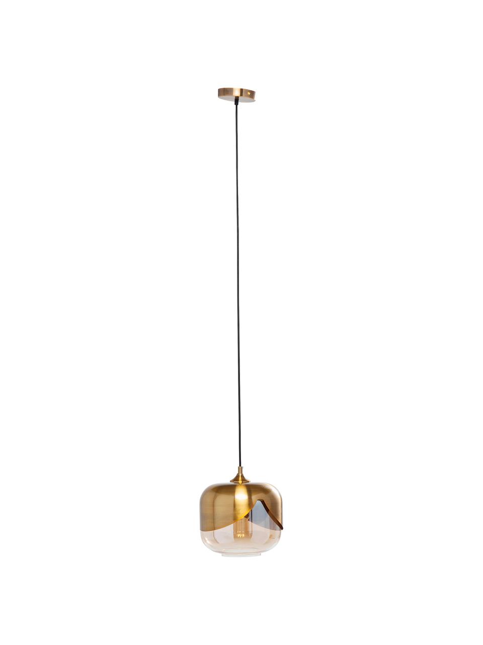 Kleine hanglamp Golden Goblet van glas, Goudkleurig, Ø 25 x H 25 cm