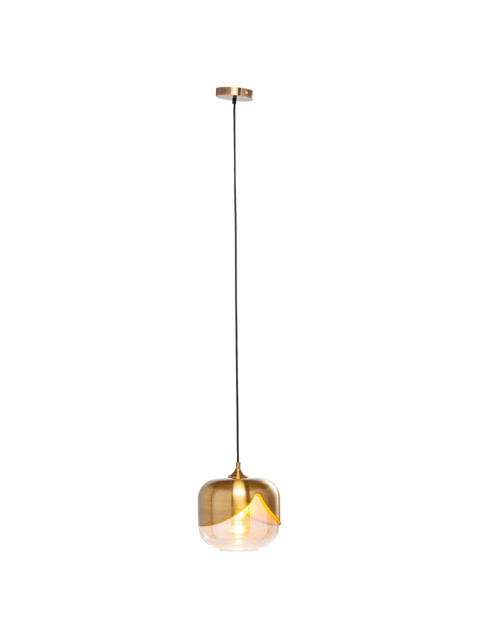 Kleine hanglamp Golden Goblet van glas, Goudkleurig, Ø 25 x H 25 cm