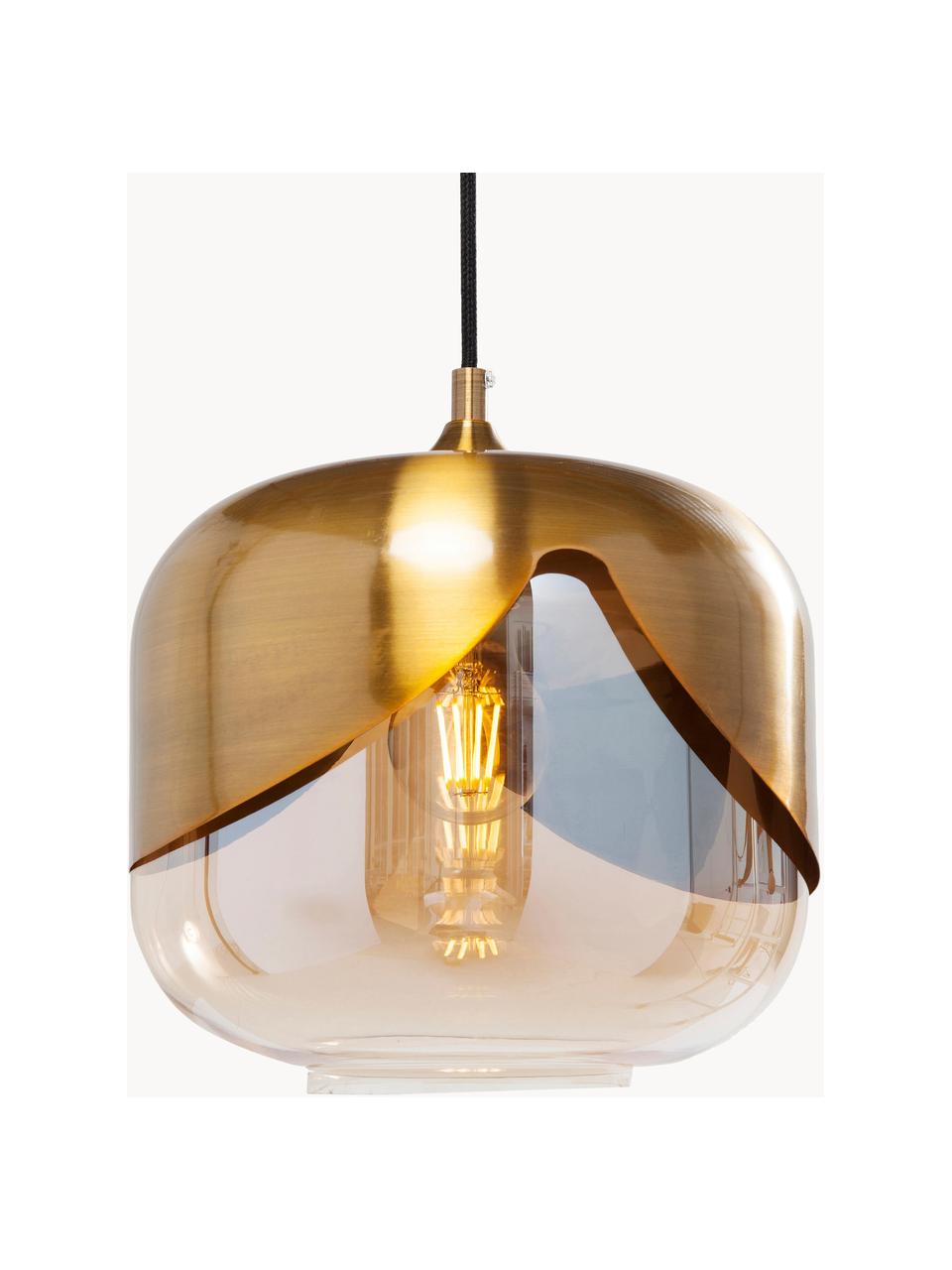 Lámpara de techo pequeña de vidrio Golden Goblet, Anclaje: metal, latón, Cable: plástico, Dorado, Ø 25 x Al 25 cm
