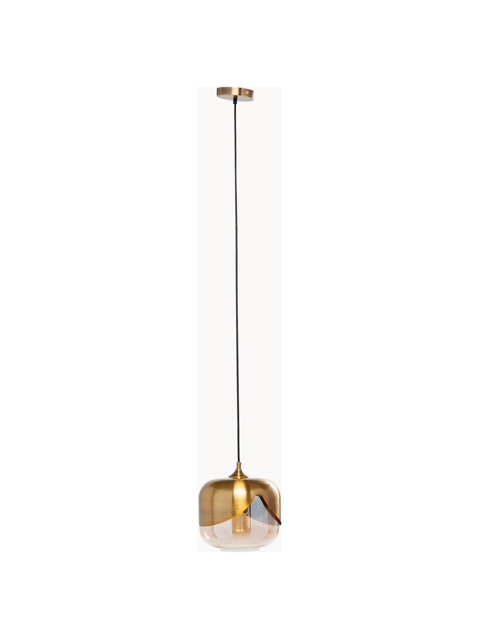 Lampada a sospensione in vetro piccola Golden Goblet, Baldacchino: metallo ottonato, Dorato, Ø 25 x Alt. 25 cm