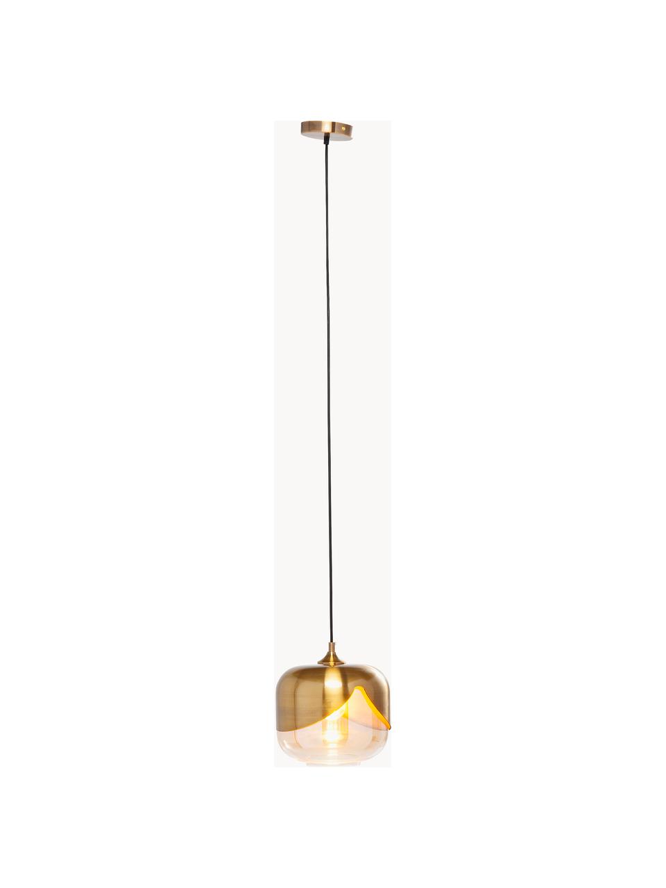 Lampada a sospensione in vetro piccola Golden Goblet, Baldacchino: metallo ottonato, Dorato, Ø 25 x Alt. 25 cm
