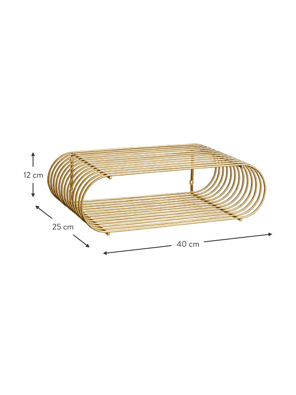 Malý nástenný regál Curve, Kov pokrytý mosadzou, Odtiene zlatej, Š 40 x H 12 cm