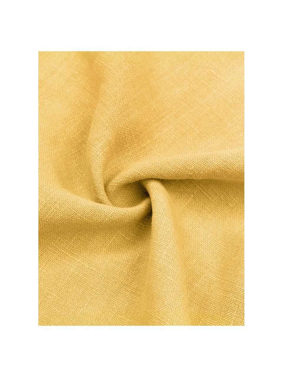Linnen kussenhoes Luana in geel met franjes, 100% linnen

Linnen voelt van nature ruw aan en heeft een natuurlijke gekreukte uitstraling.
De hoge scheurvastheid maakt linnen slijtvast en slijtvast., Geel, B 30 x L 50 cm