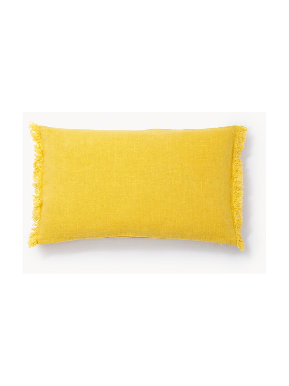 Housse de coussin en lin avec franges Luana, 100 % pur lin

Le lin est naturellement doté d'un toucher plutôt rugueux et d'un aspect froissé
Sa résistance élevée au accrocs lui confère robustesse et longévité, Jaune citron, larg. 30 x long. 50 cm