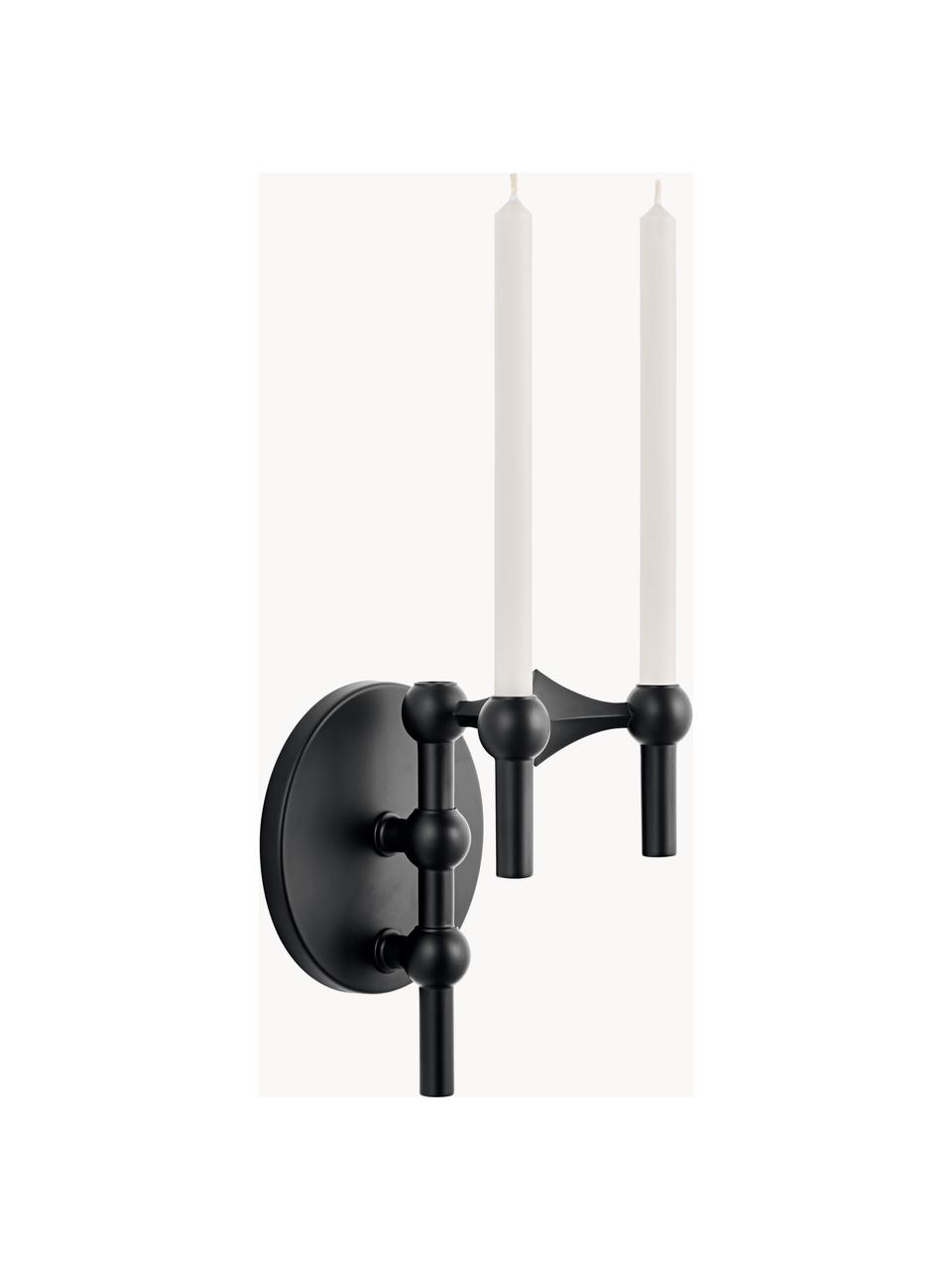 Supporto da parete per candelabro Stoff Nagel, Metallo verniciato a polvere, Nero opaco, Larg. 8 x Alt. 15 cm