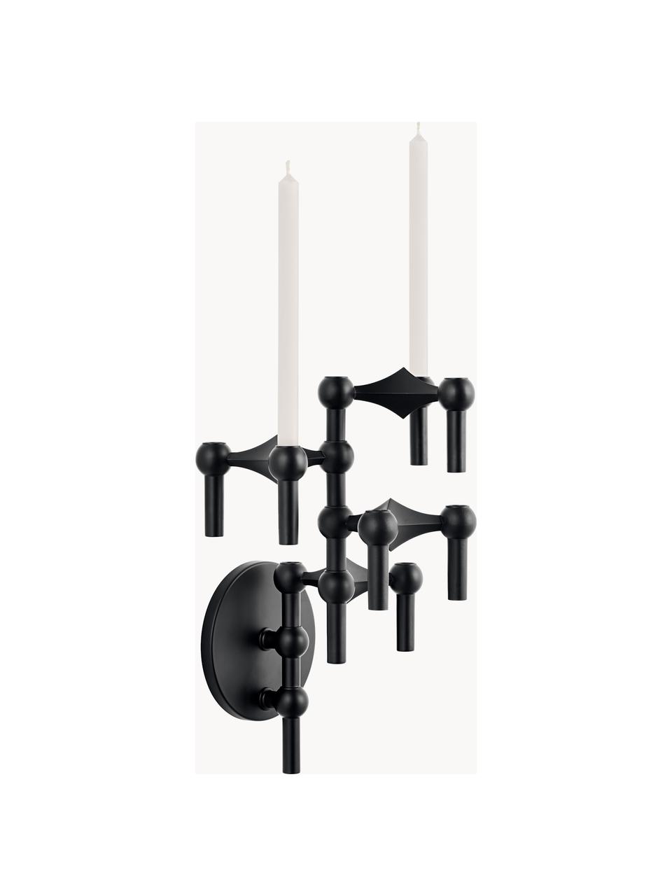 Supporto da parete per candelabro Stoff Nagel, Metallo verniciato a polvere, Nero opaco, Larg. 8 x Alt. 15 cm