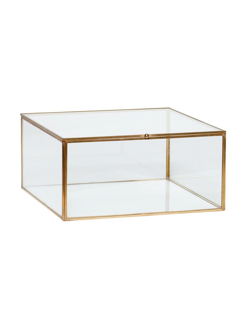 Boîte de rangement en verre Karie, 2 élém., Laiton, transparent, Lot de différentes tailles