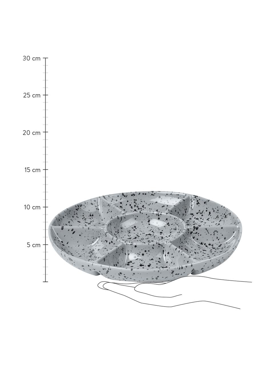 Ručně vyrobený servírovací talíř Ditte, Kamenina, Šedá, tečky, Ø 26 cm, V 4 cm