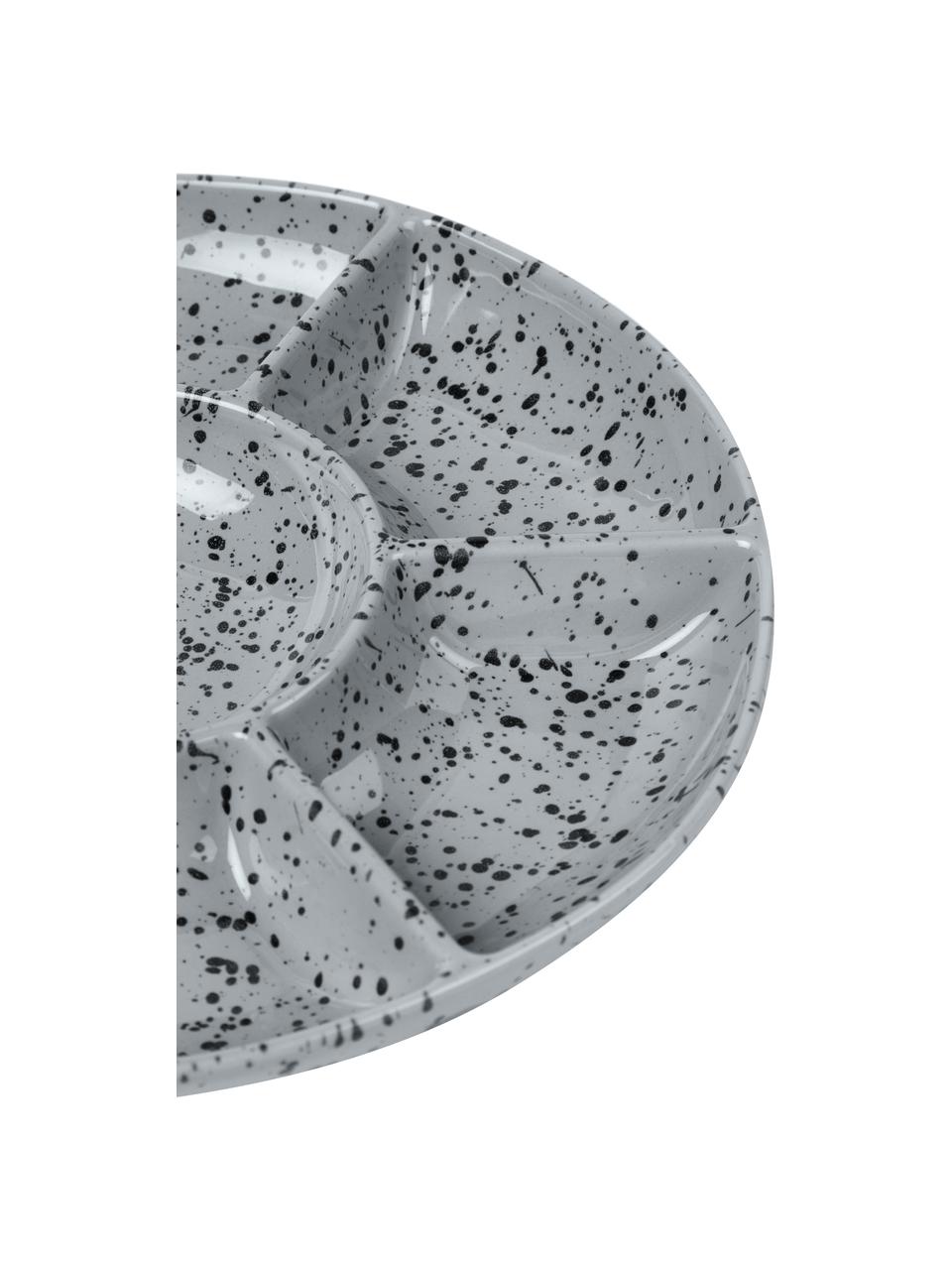 Handgefertigte Servierplatte Ditte, Steingut, Grau, gesprenkelt, Ø 26 x H 4 cm