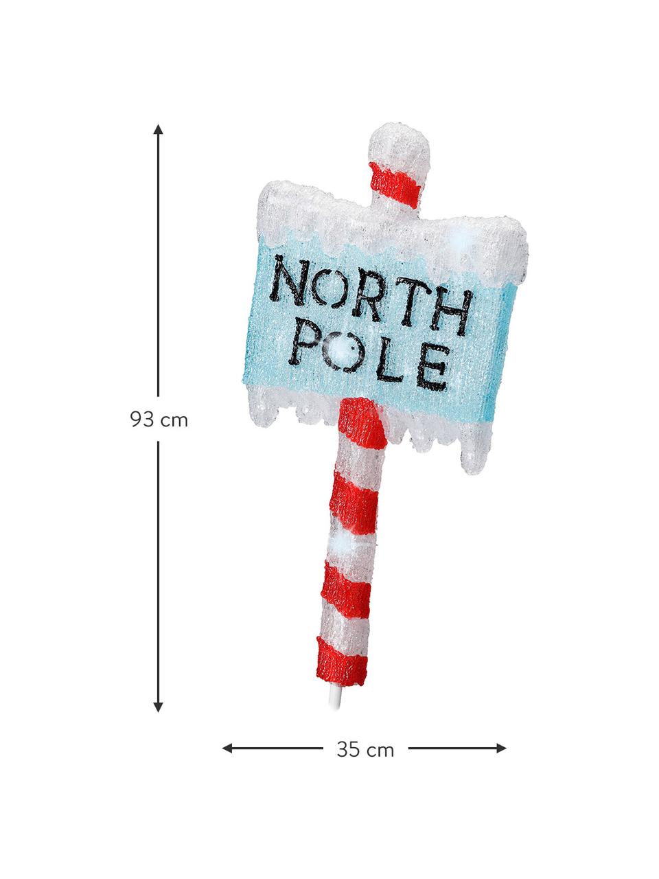 Décoration lumineuse LED North Pole haut. 93 cm, avec prise secteur, Plastique, Rouge, bleu, blanc, larg. 35 x haut. 93 cm