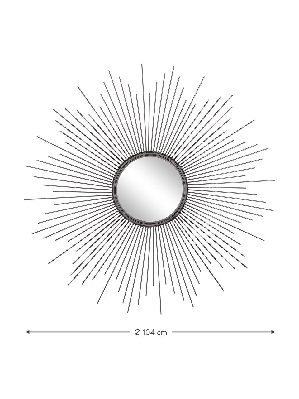 Sonnenspiegel Ella, Rahmen: Metall, beschichtet, Schwarz, Ø 104 x T 3 cm