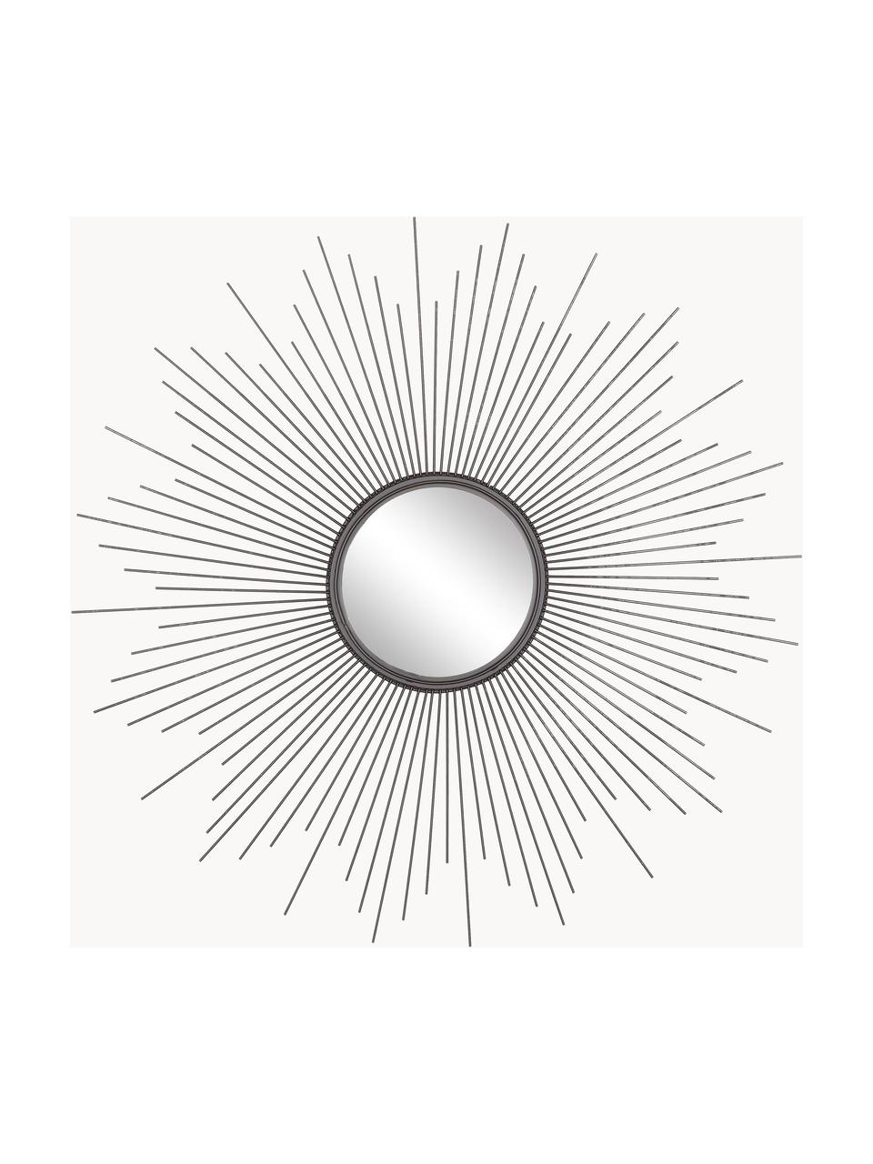 Specchio da forma di sole Ella, Cornice: metallo rivestito, Superficie dello specchio: lastra di vetro, Nero, Ø 104 x Prof. 3 cm